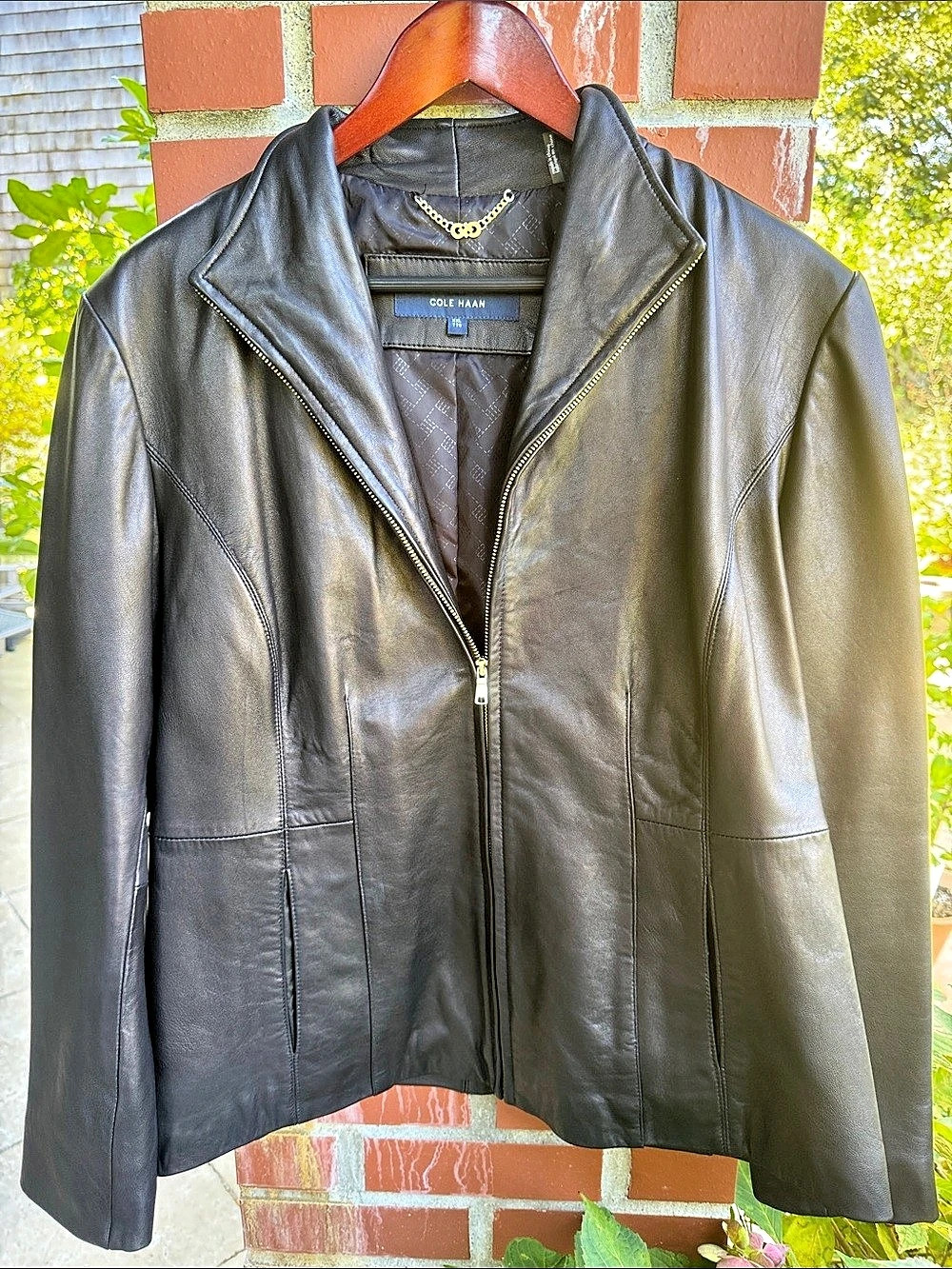 Cole Haan Women's Black Leather Jacket XXL Like New